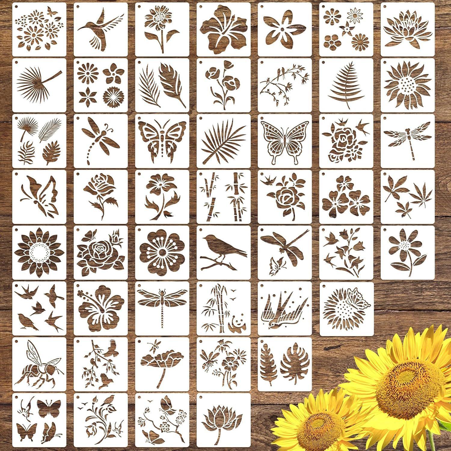 

Новый стиль, Бабочка, Птица, Цветок, Полый шаблон для рисования, Тема DIY, ПЭТ инструмент для настенной живописи и распыления, Живопись постеров от руки 50pcs