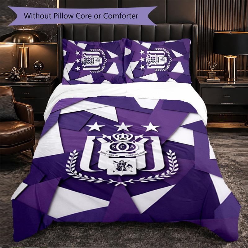 Biancheria da Letto a Tema FC Anderlecht Set 3 Pezzi Copripiumino Biancheria da Letto Decorativa Per Stanza Adolescenti Decorazione Casa