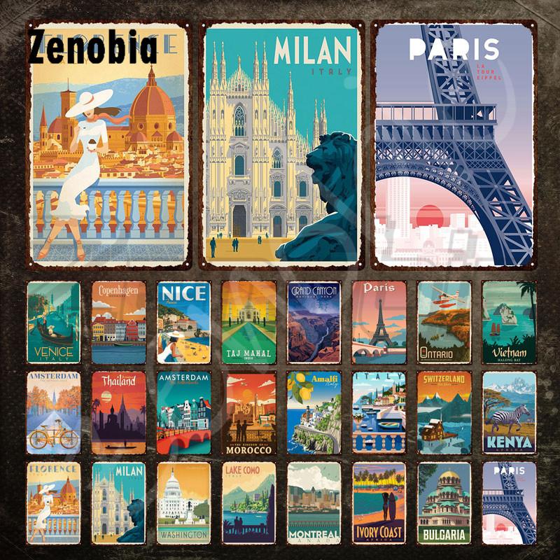 Country Landscape Metal Poster Classic National Landmark Building Metal Sign Vintage Tin Sign Wall Stickers for Home Decoration