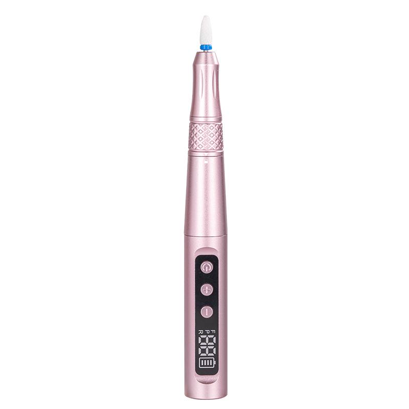 Electric Nail File & Polisher with Base Display - Pen-Style Manicure Grinding & Exfoliating Machine