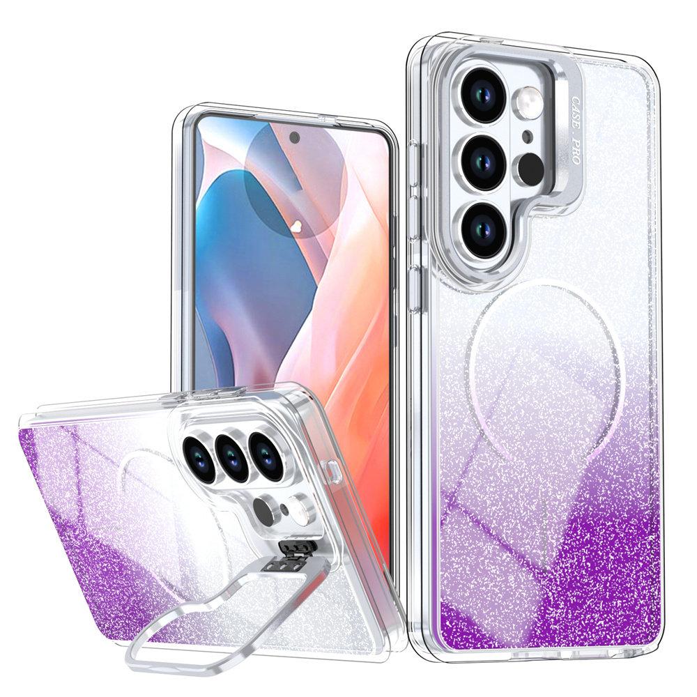 Glitter Gradient for Magsafe Bracket Case for Samsung Galaxy S26 Ultra S25 Plus S24 FE A56 A37 A17 Magnetic Holder Stand Cover