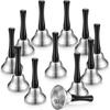 12 Stück Metall-Handglocken Rufglocke Service-Handglocken Schwarzer Holzgriff Handglocken Metall-Handglocken Musikalische Perkussion Für Schulen (Silber-) - Miao