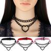 Necklace Chain Personality Twisted Chain Double Layer Faux Leather Sexy Gothic Punk Love Heart Pendant Collar Jewelry Accessory