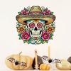 Dia De Los Muertos Window Clings Flower Skull Wall Sticker, Day of The Dead Decorative Mexican Style Festival Ornaments Decals, Waterproof PVC