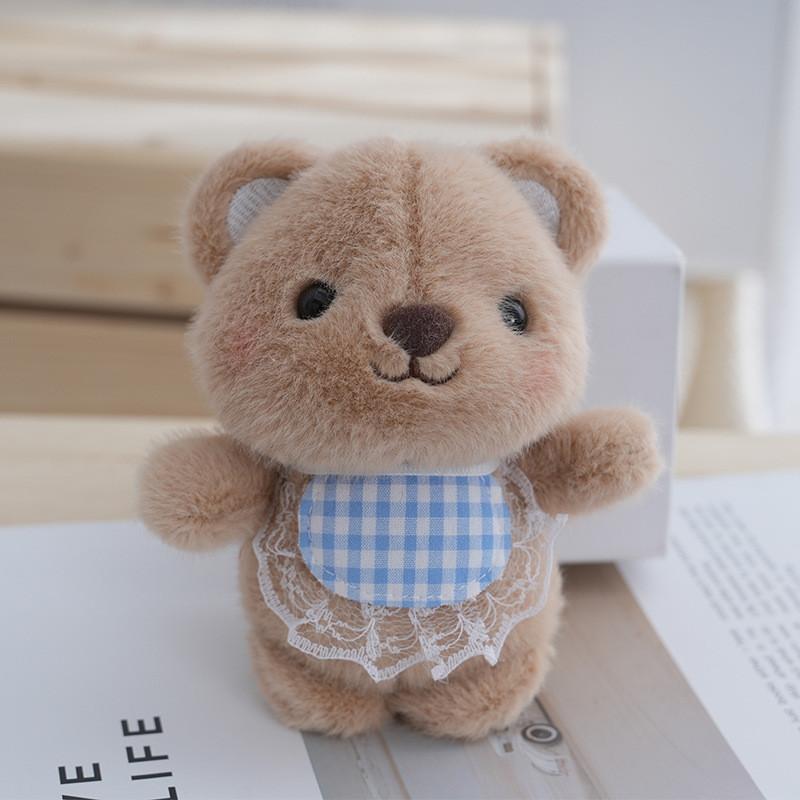 Adorable Bibbed Teddy Bear Plush Toy Cuddly Stuffed Animal Pillow In Tan Color