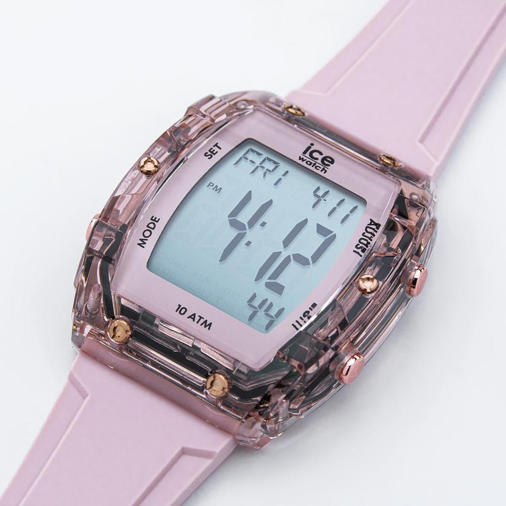 Authorized Distributor [ICE-WATCH] Ice Watch Tonneau Type Wristwatch Men's Unisex 024563 ICE Digit Boliday Nude Clear Rose Gold Small Date Day of the