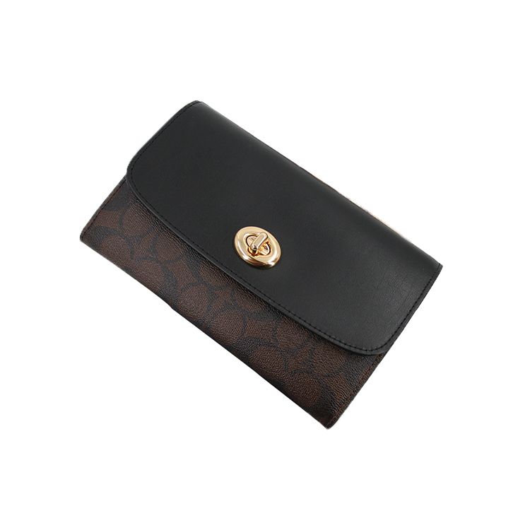 Coach Borsa a tracolla in tela e pelle con stampa monogramma C classica, catena staccabile, borse da donna, nero 24280-IMAA8
