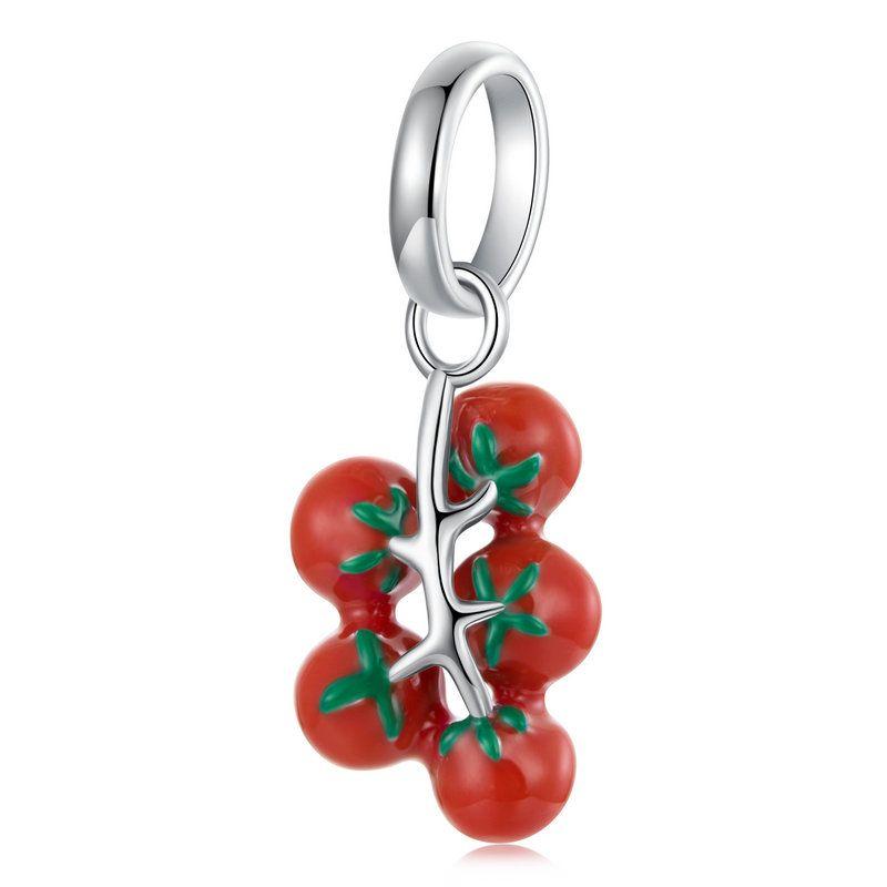 WOSTU Real 925 Sterling Silver Original Strawberry Charm Cute Fuirt Food Beads Banana Apple Avocado tomato s925 pendant DIY Gift