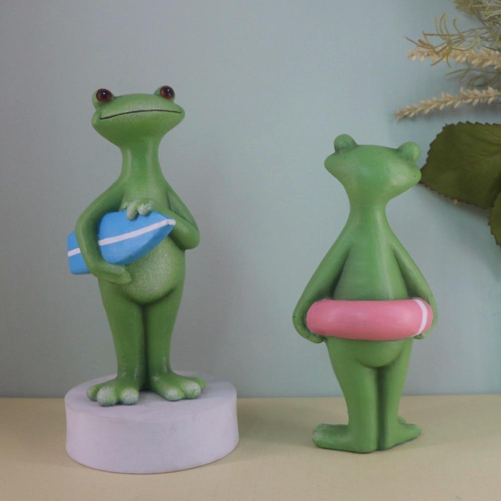 Tiermodell Harz Urlaubs Frosch Statue Lustiger Niedlicher Stil Surfende Frosch Statue Handgefertigte Tierskulptur Schreibtisch
