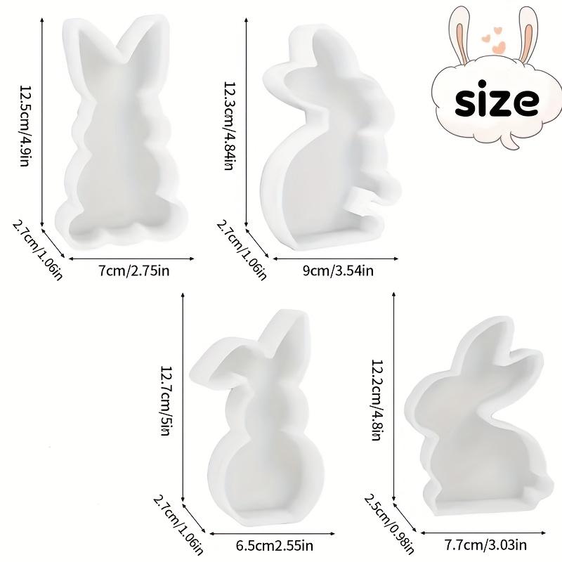 4 silikonowe foremki w kształcie króliczków, do samodzielnego wyrobu świec, odlewania gipsu, tworzenia biżuterii z żywicy, silikonowe foremki do kryształowej żywicy epoksydowej, idealny prezent na Wielkanoc