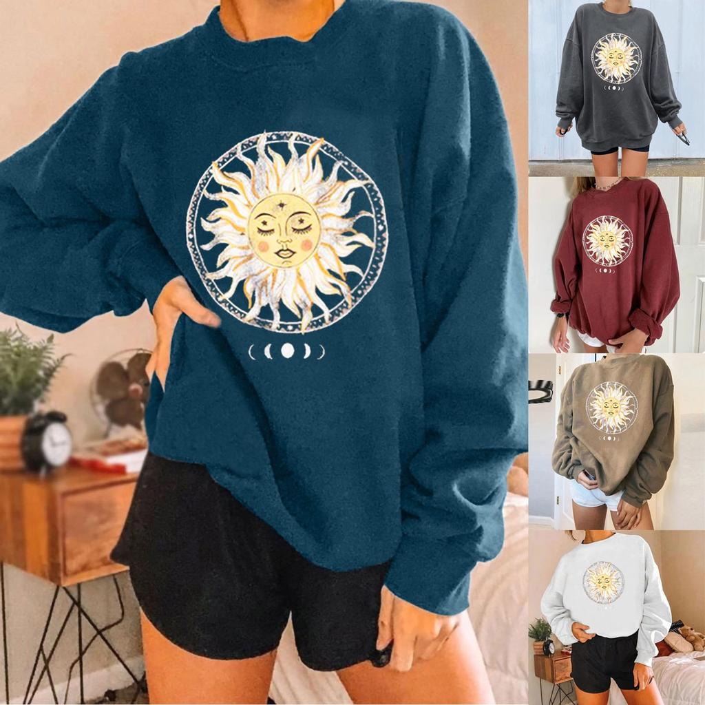 Women Casual Printing Long Sleeve Sweatshirt Pullover Tops Blouse