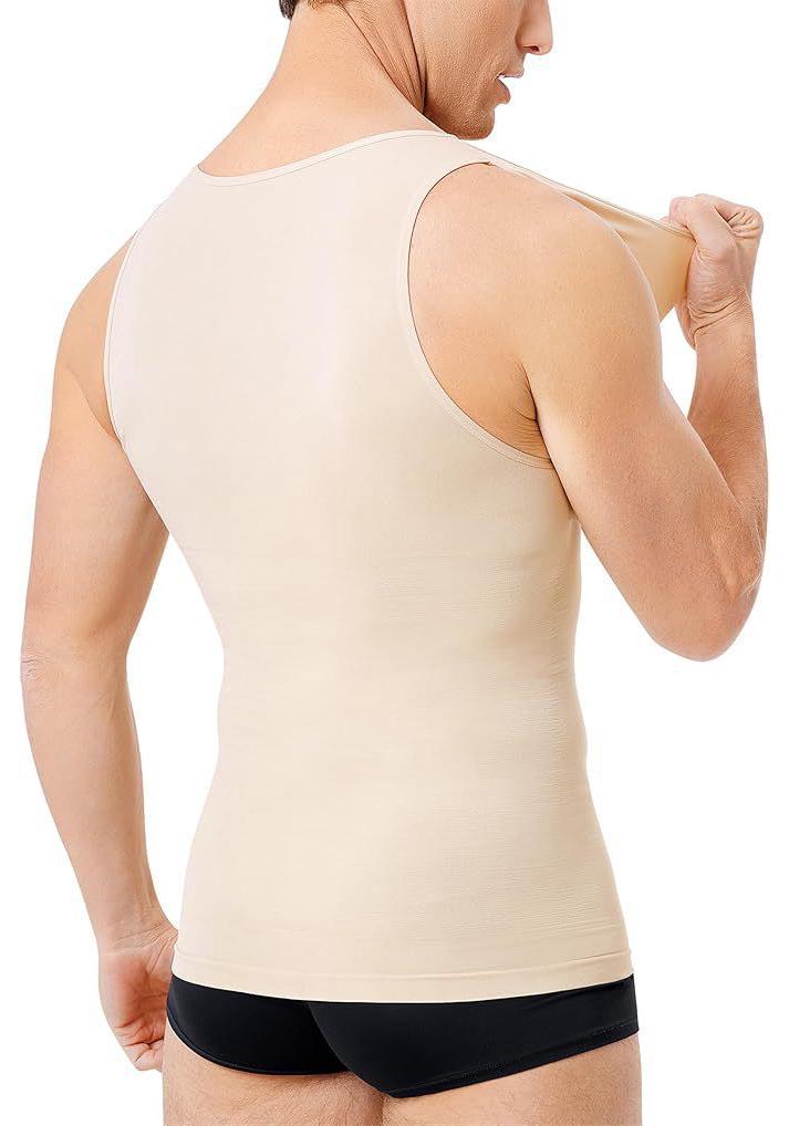 Men's Nylon Anti-static Seamless Body Shaper Vest with Tummy Control