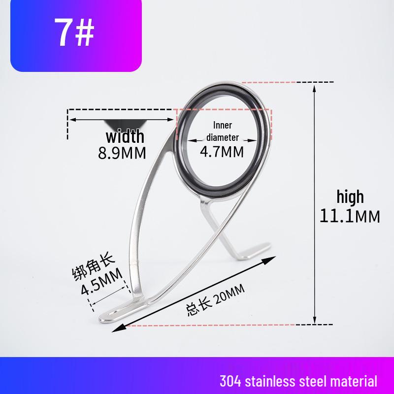 304 Stainless Steel Ceramic Right Ear Eyelet Double-Cornered Edge Guide Wire Ring for Fishing Rod Modification