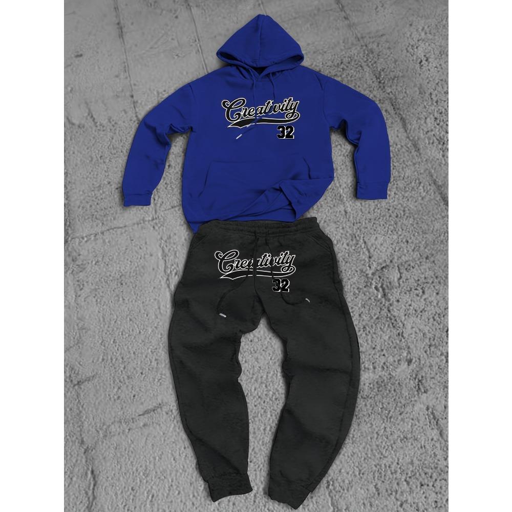 

European and American Fashion Printed Hooded Sweatshirt and Pants Casual Set, a Must Have Set for Fashionable Men XXL