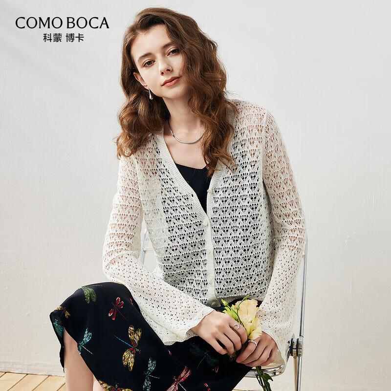 Comonboca Women's Linen Blend Bell Sleeve Knit Cardigan