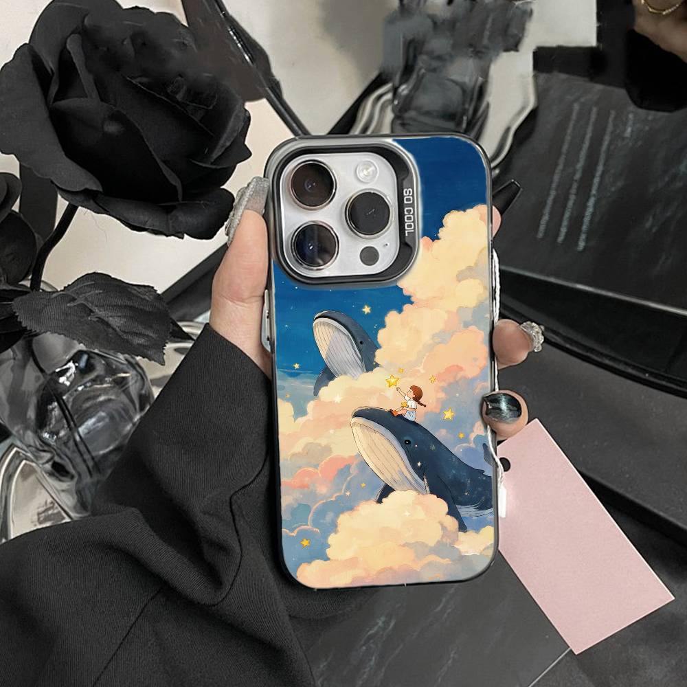 Whale Fall-Art Phone Case For iPhone 17,16,15,14,13,12,Pro MAX Black Matte Shockproof Cover