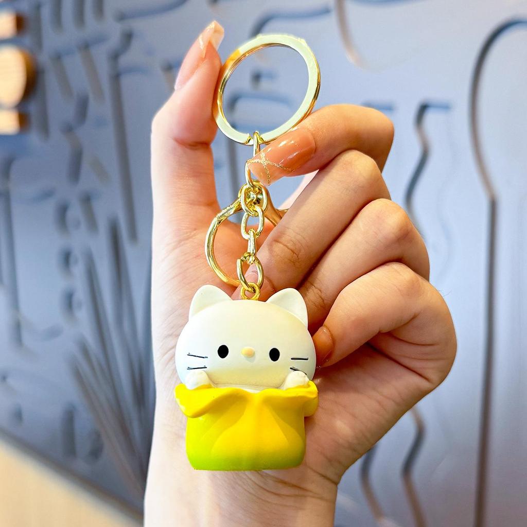 Red Panda Rabbit Resin Keychain - Cute Charm for Women's Bags