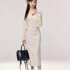 Women's Petite Polka Dot Maxi Dress & Cardigan Set