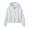 Korean Style Womens Short Hooded Zip-Up Cotton Blend Sweatshirt Loose Fit Winter Casual Top