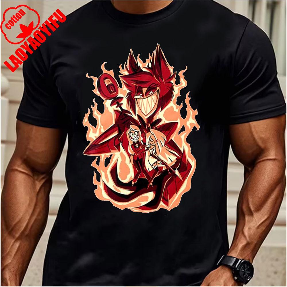 Hazbin Hotel Lucifer 2025 T-Shirt Comfortable Personality High Quality Cotton Tops Two-dimensional Nostalgia Retro Unique