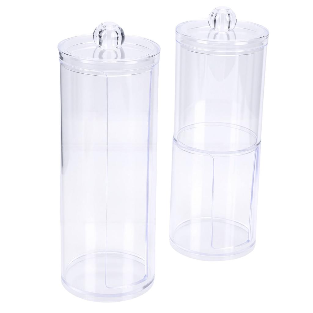 Acrylic Cotton Rounds Holder Set Stackable Clear Qtip Dispenser Makeup Remover Pad Organizer for Bathroom Vanity 2Pcs