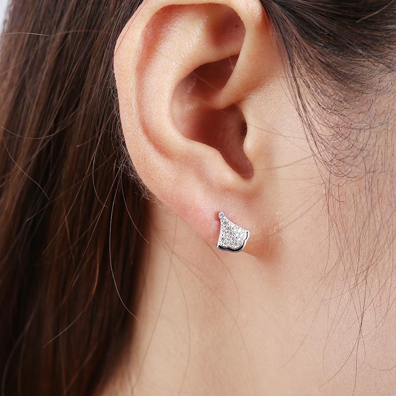Fan-shaped Micro-studded Diamond Earrings Earrings Korean Zirconium Girlfriend Gift