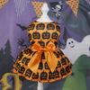 Pumpkin Print Dog Dresses Cats Halloween Dress Up Skirt Bowknot Dress Theme Party Clothes Small Cats Dog 2Leg Photo Outfit