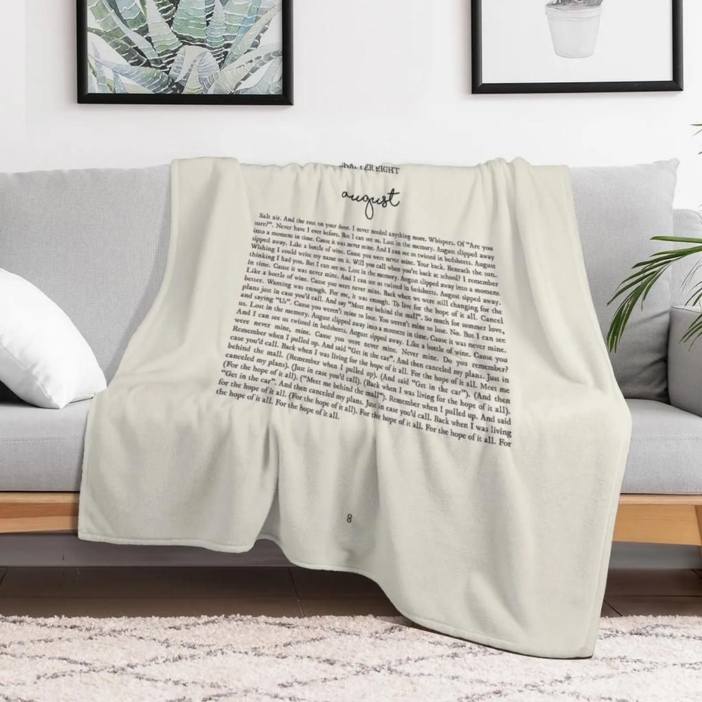 August Lyrics Throw Blanket Mens Soft Warm Throw Blanket for Couch