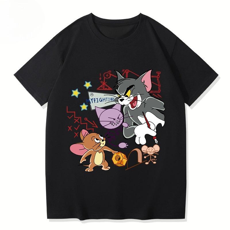 Miniso 2025 Summer New Tom and Jerry Printed Tshirt Is A Loose and Fashionable Couple Shortsleeved Top for Men and Women