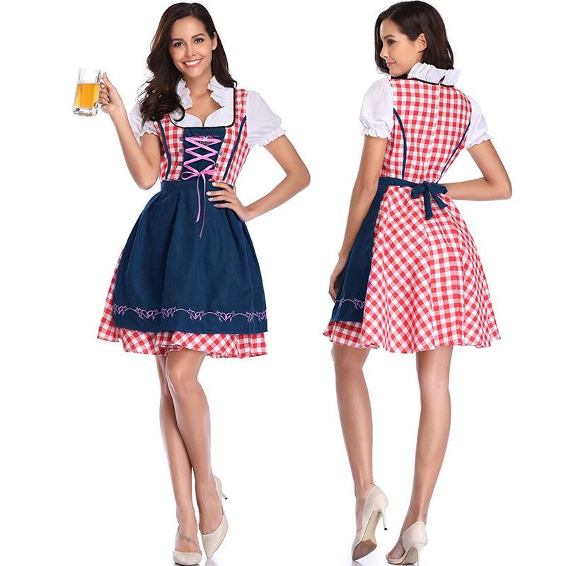 German Traditional Bavarian Dirndl Dress Women Adult Oktoberfest Halloween Costume