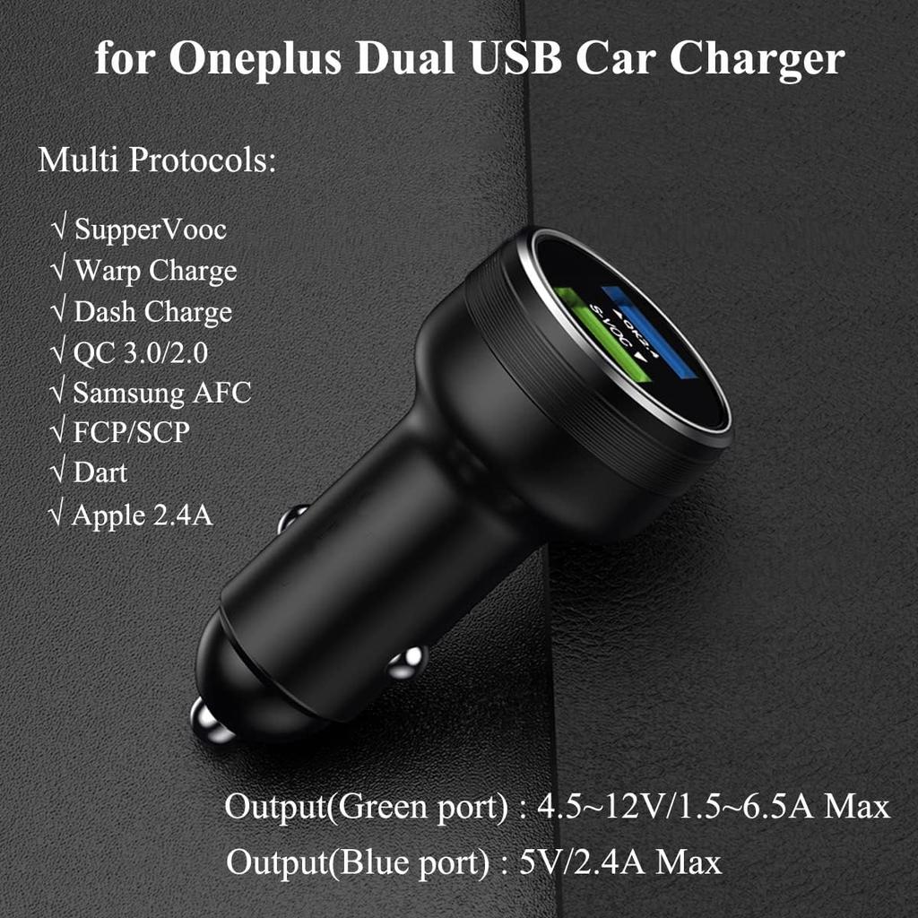 Warp Charge 30W 65W Car Charger Supervooc for Oneplus 12 12R 11 10 9 Pro Open 9R 8T 10T 8 7T Nord N20 N300 N10 N100 N200 N30 SE 5G Dash Charge Car