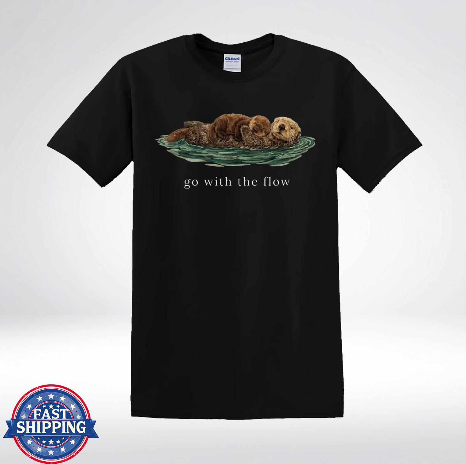 Go With The Flow Cute Sea Otter Floating Funny Animal T-Shirt XXXXL