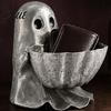 Cute Spooky Props Halloween Ghost Candy Bowl Resin Decorative Storage Dish Silver Entryway Key Holder Gray Snack Holder for Home Tabletop