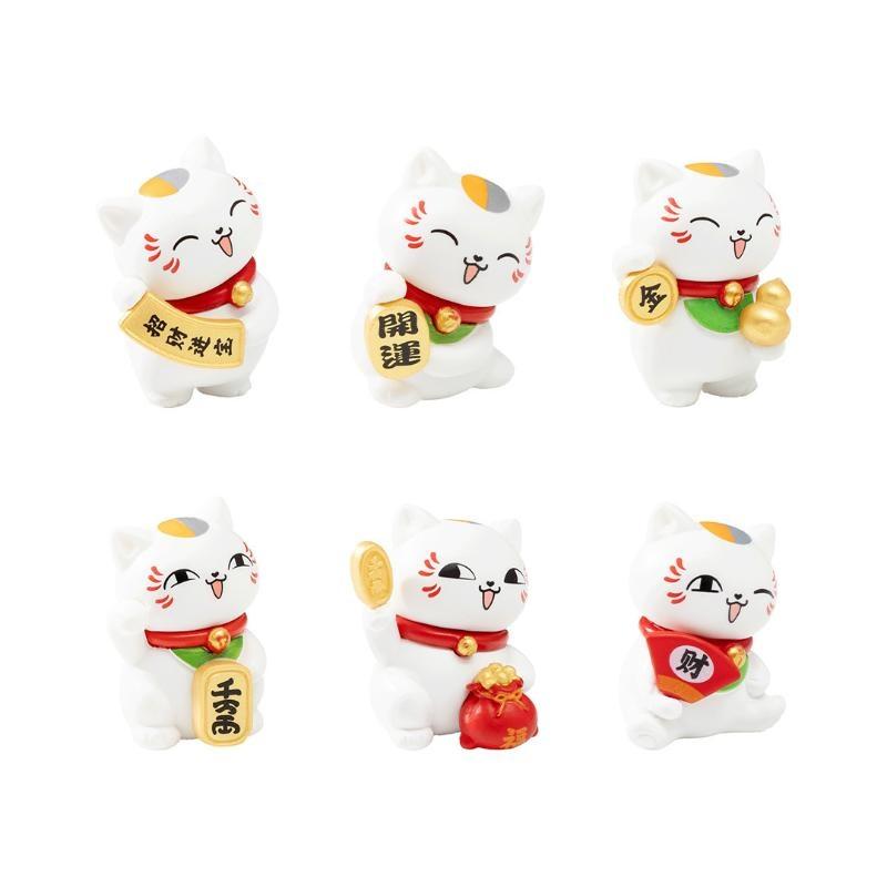 6 Stück Mini Harz Glückskatze Figuren Set Niedliches Design Segen für Gutes Glück Ideal für Zuhause Büro Schreibtisch Auto Dekor