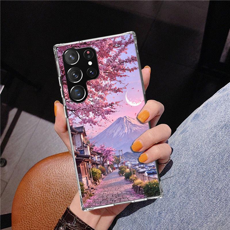 Japanese Cherry Mount Fuji Phnoe Case for Samsung Galaxy S26 S25 Edge S23 S24 Ultra S22 Plus S21 S20 FE Unique Cover Soft Coque