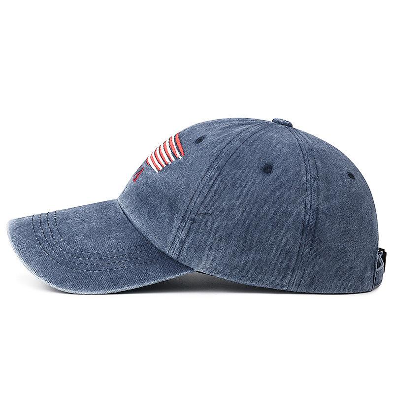 Washed Baseball Cap Vintage American Flag Embroidered Usa Cap Versatile Outdoor Sun Hat