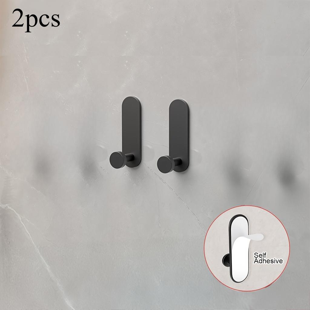 2Pcs/Set Robe Hook Towel Racks Wall Hanger Storage Organizer For Kitchen Bathroom Space Aluminum Free-Punching Shower Hook