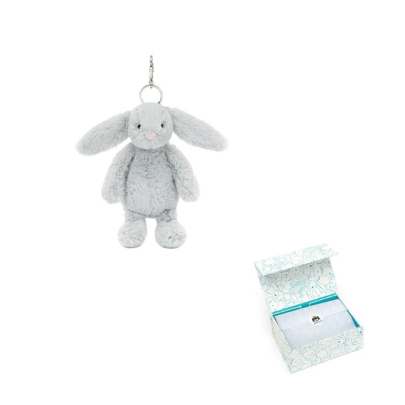 JELLYCAT Bonnie Rabbit Series Shy Rabbit Cute Silver Doll Plush Pendant Sitting Height 12.7cm Height
