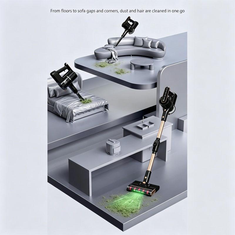 Cordless Vacuum Sweeper Mop 3-in-1 24V Stick Vacuum Cleaner 180W 18-30min Run Time for Carpet Hard Floor Home Use