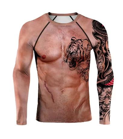Bodybuilding Muscle Simulation T-Shirt 3D Printed Muscle Men s Sports T-Shirt Long Sleeve Men s Fitness XXS