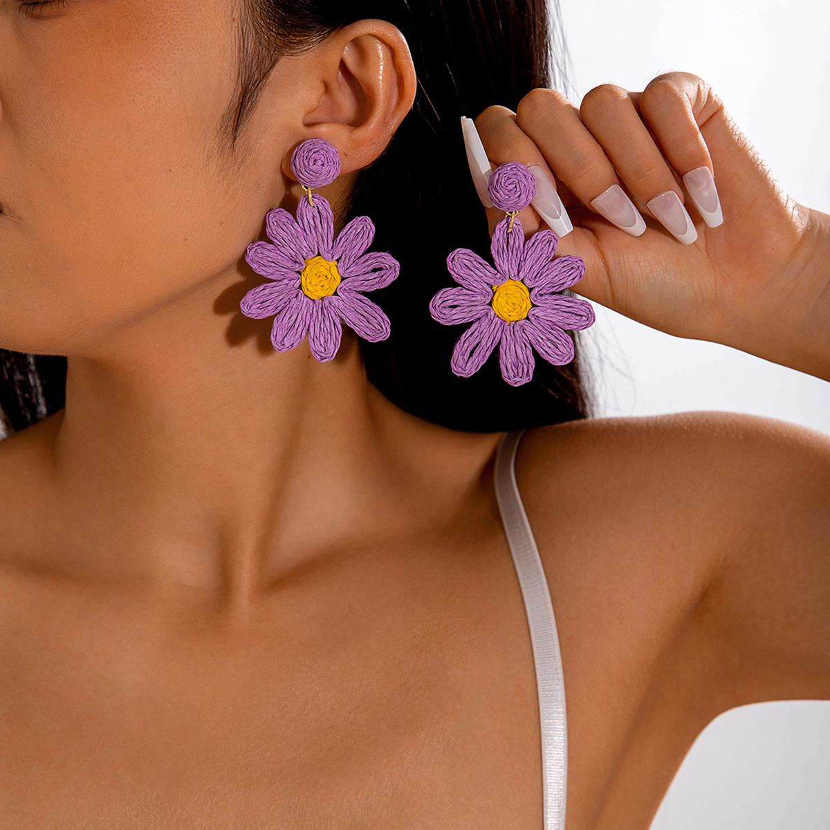 

Серьги-подвески из свежей, нежной, красочной травы Лафита в виде плетеного цветка в стиле морского отпуска, универсальные, персонализированные серьги, ювелирные изделия