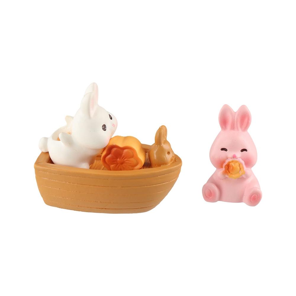 

Rabbit/Mooncake Shape Mooncake Rabbit Statue Chinese Style Rabbit Figure Ornament DIY Crafts B
