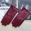 Men's Sheepskin Driving Gloves Solid Color Thin Single Leather Unlined Touch Screen Fashion Ripple Riding Motorcycle Gloves