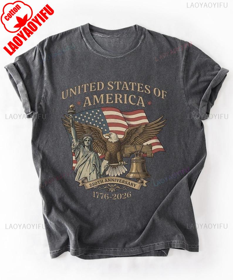 250th Anniversary Shirt Vintage Independence Day  Happy Birthday Unisex Tshirt Regular Short Sleeve Allmatch