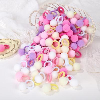20 Stück Mädchen Bunte Plüschkugel Elastische Haargummis Kinder Haarseile Zopfgummis Niedlicher Kopfschmuck Haaraccessoires