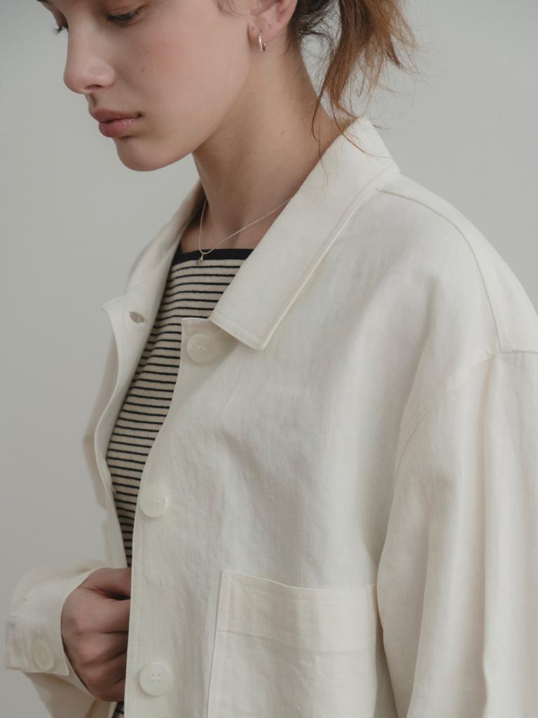 Themitten [6Th] Linen Shirt Jacket (Ivory)