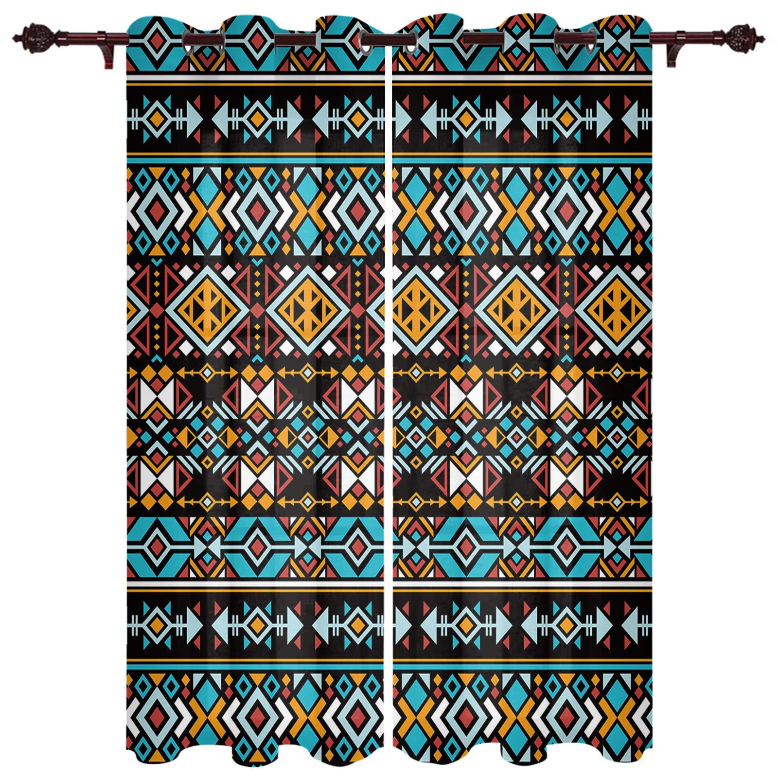 Шторы для окон с узором ацтеков для гостиной — фото 10