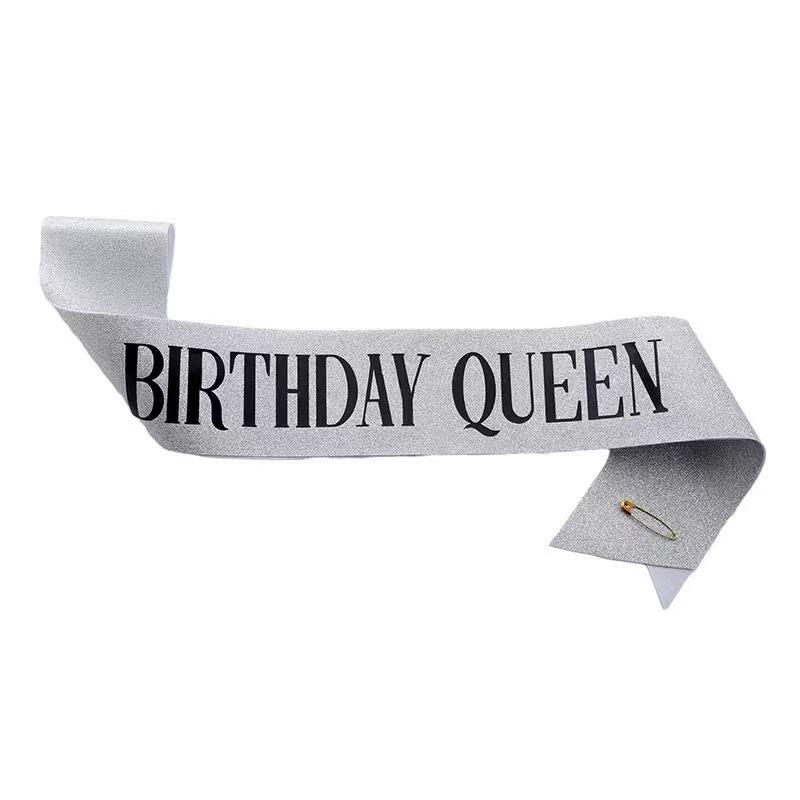 Rhinestone Letter Queen s Birthday Headband & Sash Set