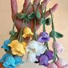 Keychain Pendant Tulip Flower Design Handwoven Yarn Crochet Key Chain Adjustable Rearview Mirror Hanging Car Decoration