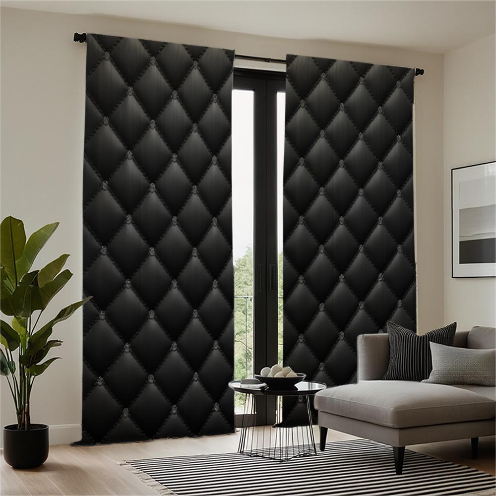 Piece Set High Definition Digital Printed Curtainblack Quilted Style Curtainhome Decoration Curtain Made Of Polyester Washable